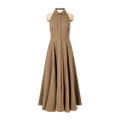 Brown halter neck open back linen maxi dress