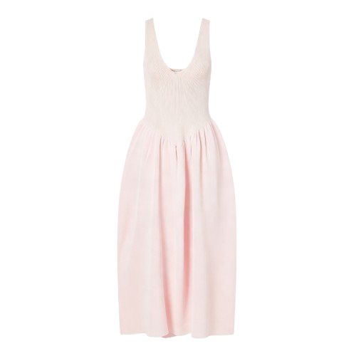 Light pink sleeveless midi dress