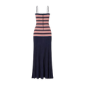 Striped pleated maxi dress with spaghetti straps