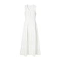 White sleeveless midi dress with ruffles