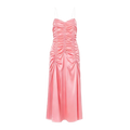 Women's pink pleated midi slip dress