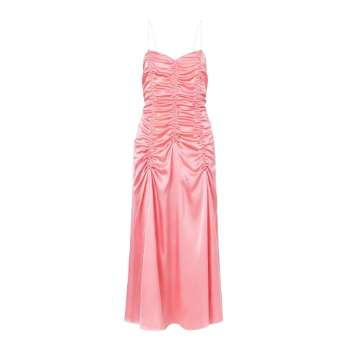 Women's pink pleated midi slip dress